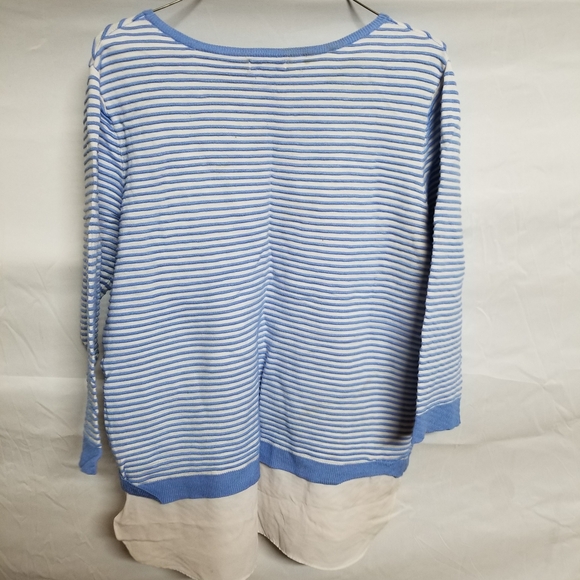 Croft & Barrow Sky Blue and White Striped Top - Picture 2 of 4